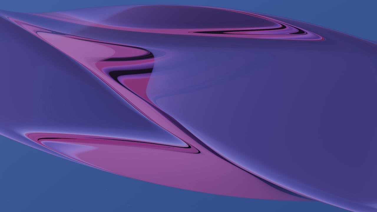 Mesmerizing 3D digital abstract art with smooth purple and blue waves, perfect for modern backgrounds.